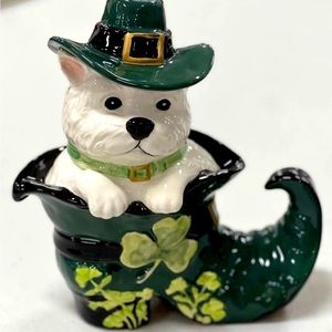 NEW Blue Sky Clayworks St.Patrick's West Highland White Terrier Dog Green Boot